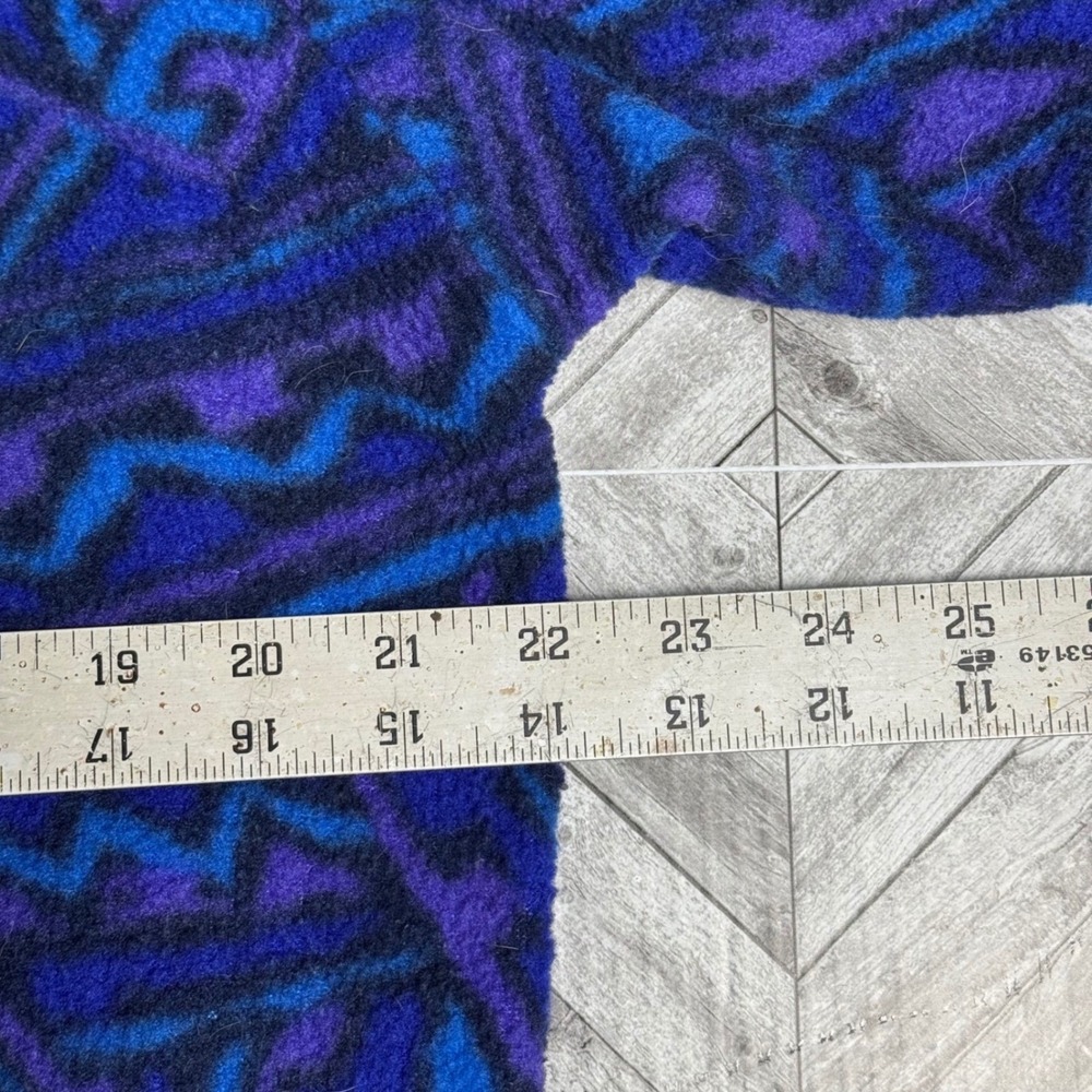 Vintage Geometric Fleece Jacket Blue Purple Abstract Full Zip Mock Neck Large - Picture 6 of 7
